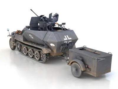 SDKFZ 251 Ausf C - Hanomag Anti-aircraft vehicle - FRHG 3D model