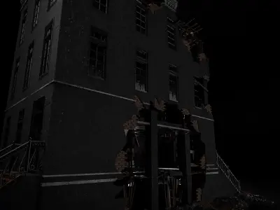 DESTROYED OLD BUILDING POST APOCALYPSE 006 Low-poly 3D model