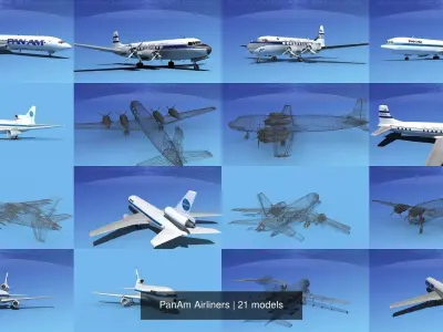 21 PanAm Airliners 3D Model Collection