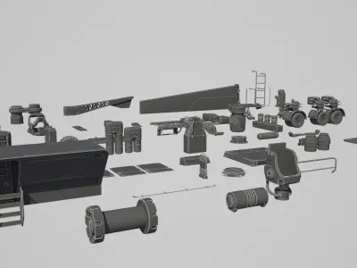 Hard Surface Kitbash Pack - 60 Objects Low-poly 3D model