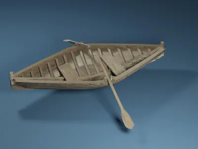 Rowboat wooden boat 3D model