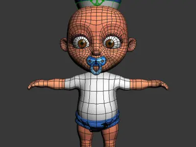 Sailor man baby Cartoon Rigged  3D model