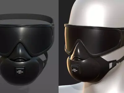 Gas mask protection futuristic technology  Low-poly 3D model purchase