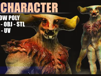  20 3D models of characters and creatures Low-poly 3D model