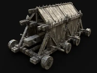  BATTERING RAM MEDIEVAL WAR MACHINE SIEGE ENGINE BATTLE TANK Low-poly 3D model