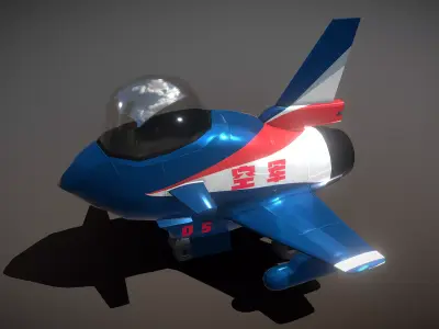 Cartoon Airplane J-10 Low-poly 3D model