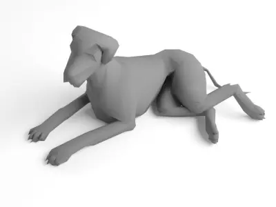 Low Poly Dog Great Dane Animal Lowpoly Low-poly 3D model