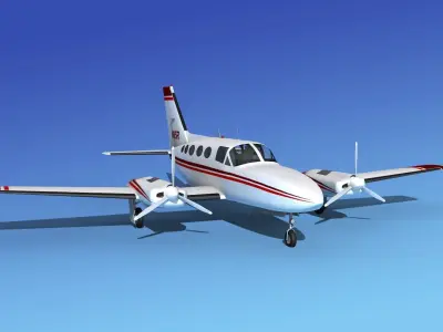 Cessna 414A Chancellor V08 3D model