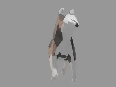 Low Poly Husky Dog Rigged Low-poly 3D model