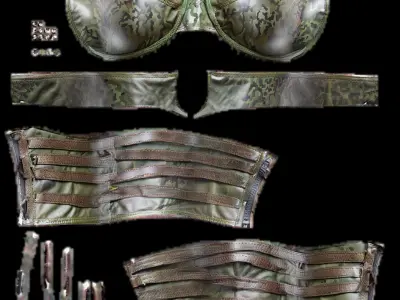 military Corset game ready UE5 PBR Low-poly 3D model