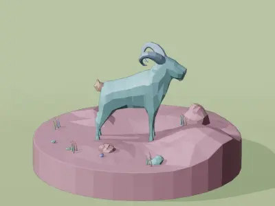 Goat for Ied Adha Illustration Includes Lighting Setup Low-poly 3D model