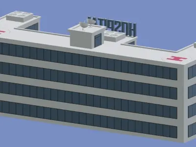 Caortoon Hospital Building Low-poly 3D model