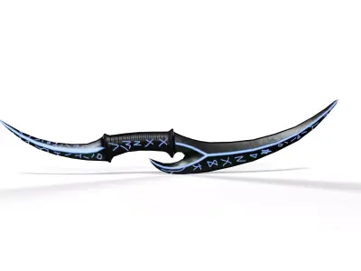 Sci-Fi Curved Dual Blade Dagger Low-poly 3D model