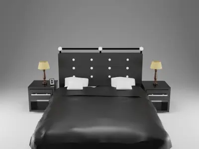 Fashionable and stylish bed in dark shades Free 3D model