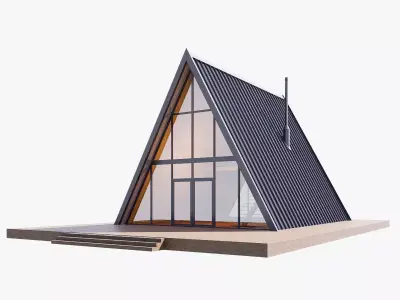 A frame house Low-poly 3D model