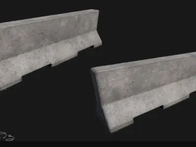 Low Poly PBR Concrete Barrier and Blast Wall Pack Low-poly 3D model
