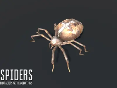 Spiders - characters with animations Low-poly 3D model