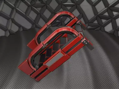 Sci-Fi Stairs - 2 - Red Version Low-poly 3D model