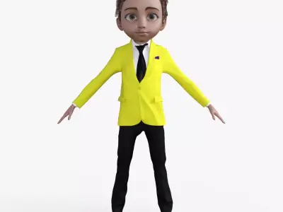 Cartoon Man in Colorful Suit  3D model