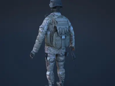 Soldier in camouflage Low-poly 3D model