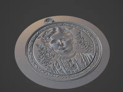Marie Curie Medallion 3D print model