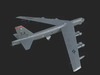 USA Air Force B52H Stratofortress strategic bomber Low-poly 3D model