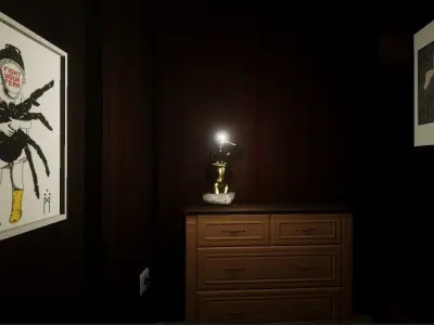 Decorative Lamp - gold sculpture - Low Poly Free low-poly 3D model