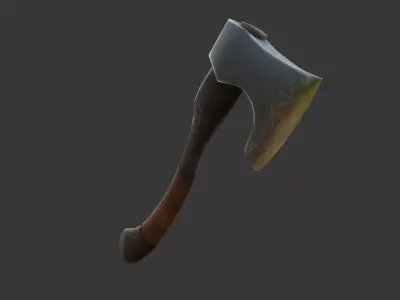 Rune-Engraved Nordic Battle Axe Game-Ready Low-poly 3D model