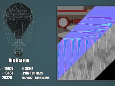 Hot Air Ballon Low-poly 3D model