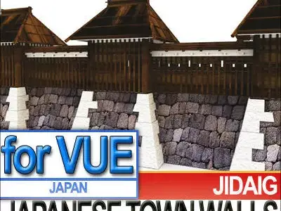 Japanese Fortified Town Walls Kit 3D model