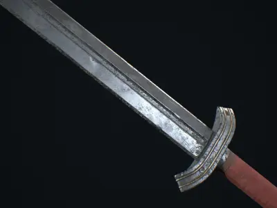 Medieval Weapon Short Sword -PBR- Game Ready Low-poly 3D model