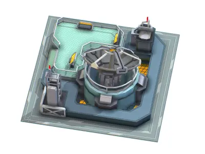 isometrical UFO radar platform station upgrade 1 Low-poly 3D model