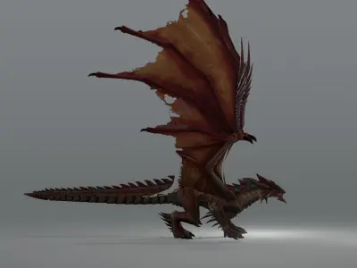 The red Dragon rigged blender model free Free low-poly 3D model