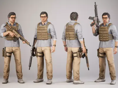 Casual Soldier 14 Low-poly 3D model