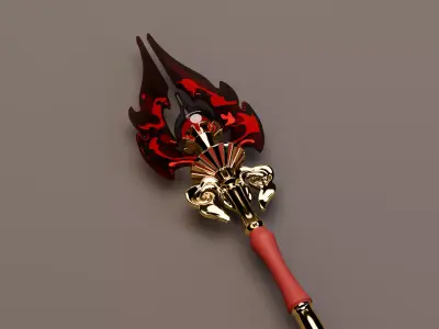 Red Gem Staff Free 3D model