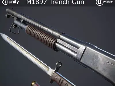 M1897 Trench Gun Low-poly 3D model