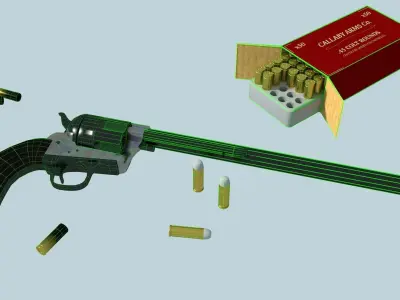 Colt Buntline Special Revolver with Ammo Low-poly 3D model