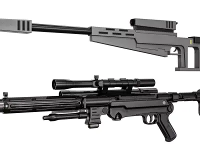 ISB Tactical Blaster Rifle  And  Galar 90 Rifle Low-poly 3D model