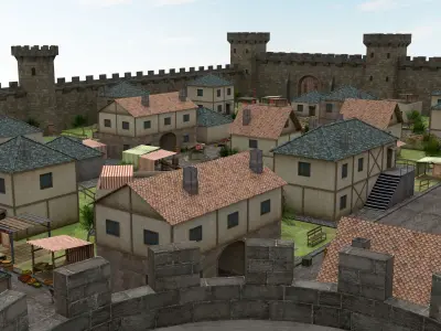 Medieval Town - Pack Low-poly 3D model