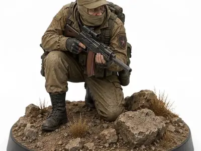 Desert Recon Operative STL Tactical Warfare Display Figure 3D print model