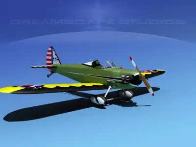 Flybaby old airplane flying in sky 3D model