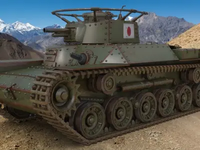 Tank Type 97 Chi Ha Green Japan Mental ray 3D model