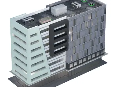 modern apartment building 02 3D model