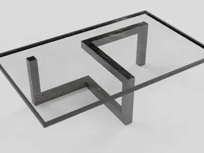 Modern Z Leg Glass Coffee Table Free low-poly 3D model