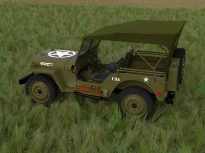 Full w chassis Jeep Willys MB Military Top HDRI 3D model