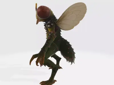 Mutant Fly Monster Figurine Insectoid Creature 3D print model