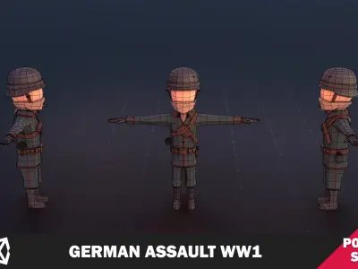 German Assault WW1 Low-poly 3D model