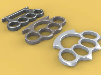 HAND BRASS KNUCKLES KNUCKLE DUSTER SELF DEFENSE FIST LOAD GRIP 3D model