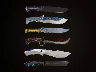 warlike knife pack Low-poly 3D model