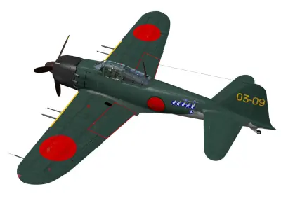 A6M5c Zero fighter Type 52 hei 3D model